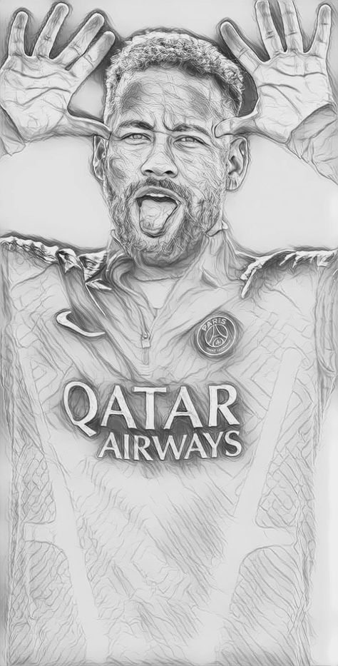 Messi Drawing Pencil, Football Drawing Sketches, Neymar Sketch, Drawing Of Football, Football Art Drawing, Neymar Drawing, Neymar Art, Ronaldo Drawing, Messi Drawing