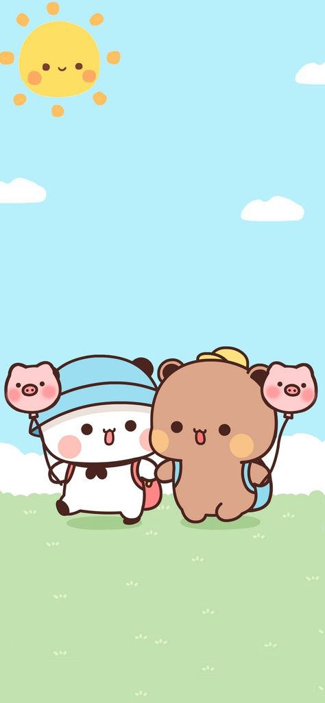 Couple Bears Cartoon, Bubu And Dudu Wallpaper, Bubududu Wallpaper, Bubu And Dudu Cute Wallpaper, Dudu Bubu Wallpaper, Bubu Wallpaper, Bubu And Dudu, Dudu Bubu, Kawaii App