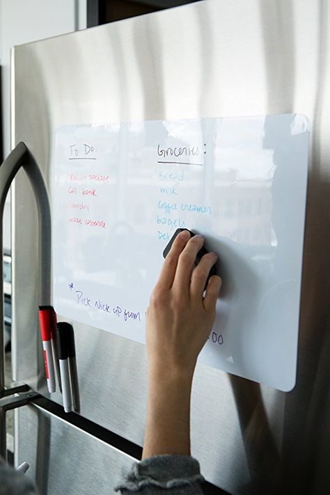 Kitchen White Board, Downstairs Kitchen, Whiteboard Organization, Krusty Krab, Kitchen Fridge, Magnetic Whiteboard, Marker Board, Fridge Decor, Kitchen Fridges