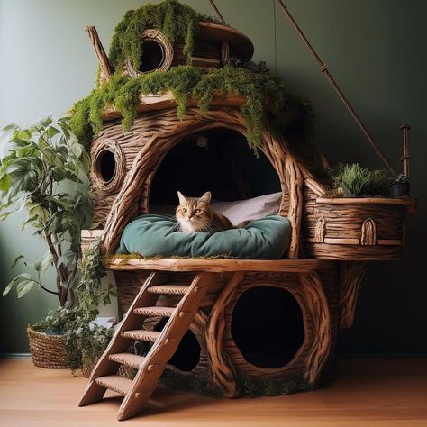 Home Made Cat Tree, Cat Room Decor, Cat Projects, Design A Garden, Katt Grejer, Cat Castle, Niche Chat, Small Garden Ideas, Cat Tree House