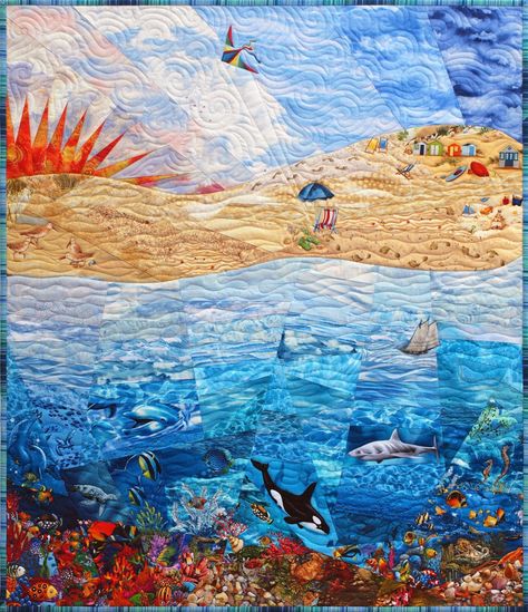 Sampaguita Quilts: Down by the Bay Seascape Quilts, Ocean Quilt, Beach Quilt, Sea Quilt, Landscape Art Quilts, Nancy Zieman, Quilted Wall Hanging, Landscape Quilt, Landscape Quilts