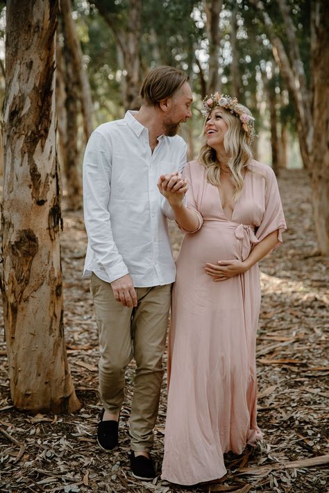 maternity photo shoot with flower crown couple outdoor trees Crown Maternity Shoot, Family Maternity Pictures, Pink Flower Crown, Baby Bump Photos, Maternity Photoshoot Ideas, Bump Photos, Outdoor Trees, Maternity Pics, Maternity Photo Shoot