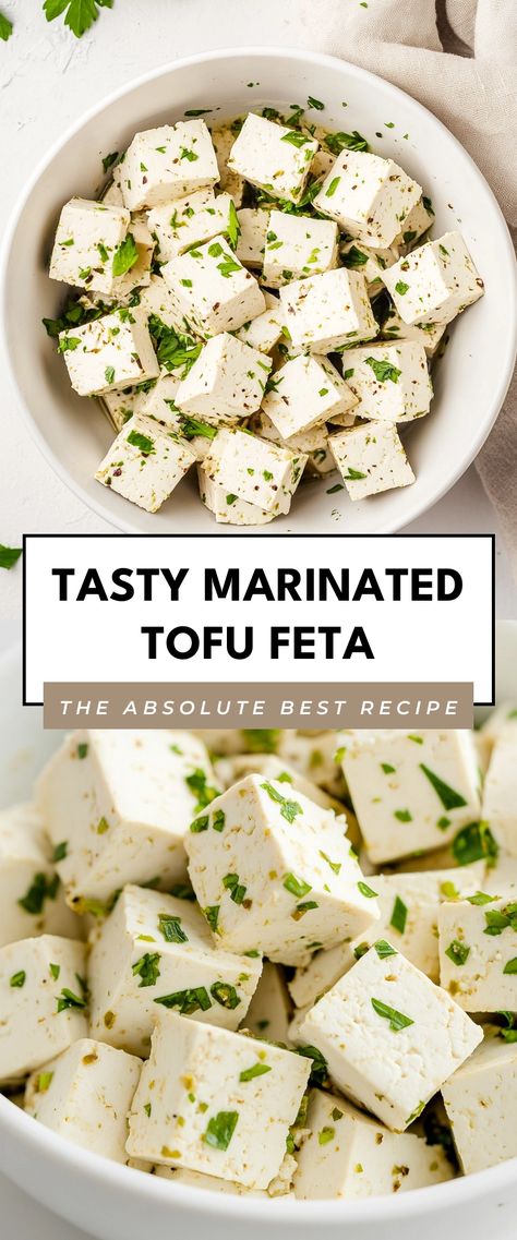 Image for Tasty Marinated Tofu Feta Vegan Tofu Meal Prep, Tofu Plant Based Recipes, Tofu Asparagus Recipes, Marinated Tofu Recipes, Healthy Tofu Recipes Clean Eating, Firm Tofu Recipes Easy, Tofu Healthy Recipes, Healthy Tofu Recipes, Tofu Meals