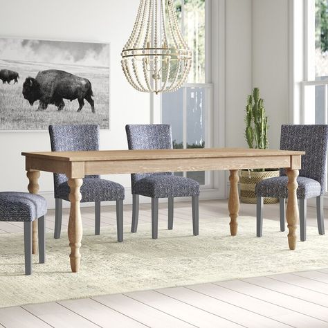 Mistana™ Destini 77'' Dining Table & Reviews | Wayfair Narrow Dining Room Table, Coastal Dining Table, Narrow Dining Tables, Wood Base Dining Table, Nook Table, Dining Table Wood, Drop Leaf Dining Table, Counter Height Dining Table, Trestle Dining Tables