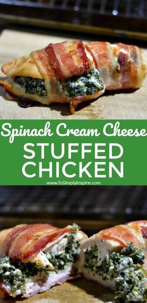 Cream Cheese Stuffed Chicken, Spinach Cream Cheese, Dinners Chicken, Stuffed Chicken Breast Cream Cheese, Bacon Wrapped Chicken Breast, Cream Cheese Spinach, Chicken Recipes Healthy, Recipes Spicy, Food Spicy