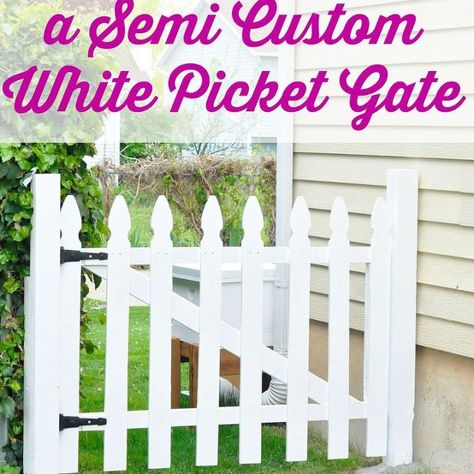 This diy white picket fence gate was the solution to my problems of wanting a stylish looking gate, that was affordable, and was going to keep my kids and dog safe in the backyard. It was a labor of love, but am so excited with how it turned out. We used pressure treated lumber and pre made picket fencing to make the two gates. We reinforced the backs of the gate by screwing 2 x 4's to give it a more sturdy feel. Otherwise the gate felt flimsy. Used black hardware to give this ga… Diy White Picket Fence, Diy Fence Gate, Simple Fence, Picket Fence Gate, Fence Building, Short Fence, Picket Gate, Balcony Fence, Timber Fencing