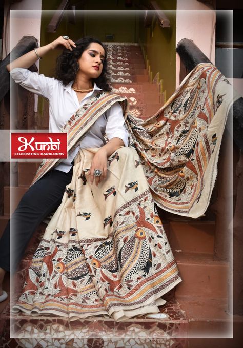 Tussar kantha saree Kantha Work Sarees, Kantha Silk, Kantha Sarees, Kantha Work, Work Sarees, Handloom Saree, Blouse Piece, Cotton Thread, Silk Sarees