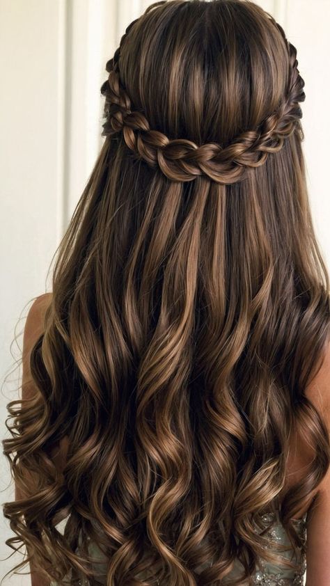 Classy Prom Hair Down, Hair Styles Formal Elegant, Easy Prom Hairstyles For Long Hair, Farewell Hairstyles, Prom Hairstyles Long Hair, Prom Hair Looks, Elegant Straight Hairstyles, Bridesmaid Hair Inspo, Special Event Hair