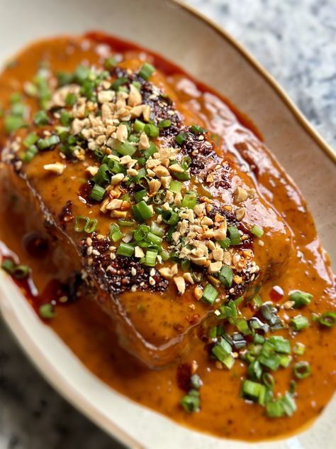 5-min Peanut Gochujang Silken Tofu - Brown Girl Vegan Tofu Lunch Ideas For Work, Sweet Silken Tofu Recipes, Asian Plant Based Recipes, Amazing Tofu Recipes, Whipped Tofu Recipes, Tofu For Ramen, Silken Tofu Sauce, Tofu Skin Recipes, Plant Based Low Carb