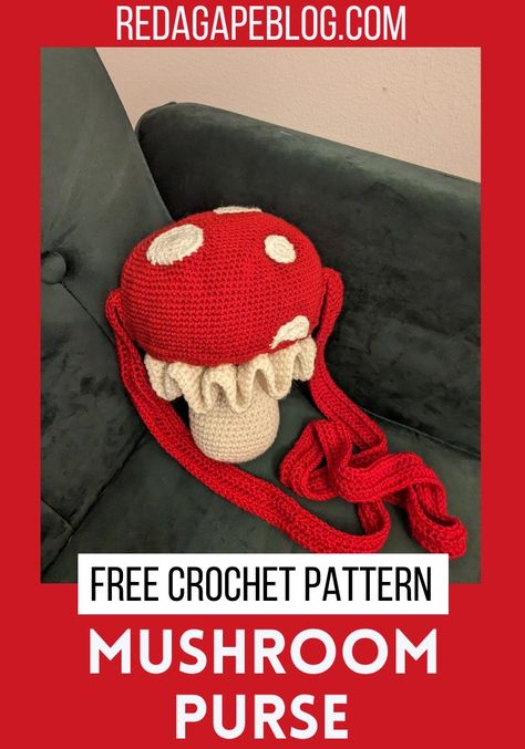 Mushroom Purse Crochet Starfish, Crochet Socks Pattern, Ripple Stitch, Chevron Stitch, Crochet Mushroom, Free Crochet Bag, Mushroom Design, Crochet Tote Bag, Crochet Tote