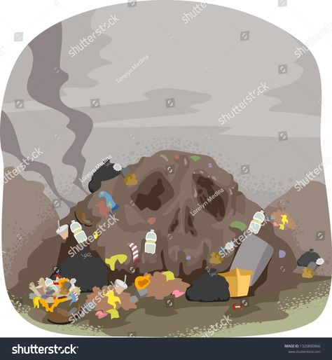 Illustration of a Mountain of Garbage and Waste Shaped as Skull. Land Pollution #Ad , #Ad, #Garbage#Waste#Illustration#Mountain Land Pollution Illustration, Land Pollution Poster, Garbage Illustration, Pollution Illustration, Waste Illustration, Land Pollution, Illustration Mountain, Garbage Waste, Theme Divider