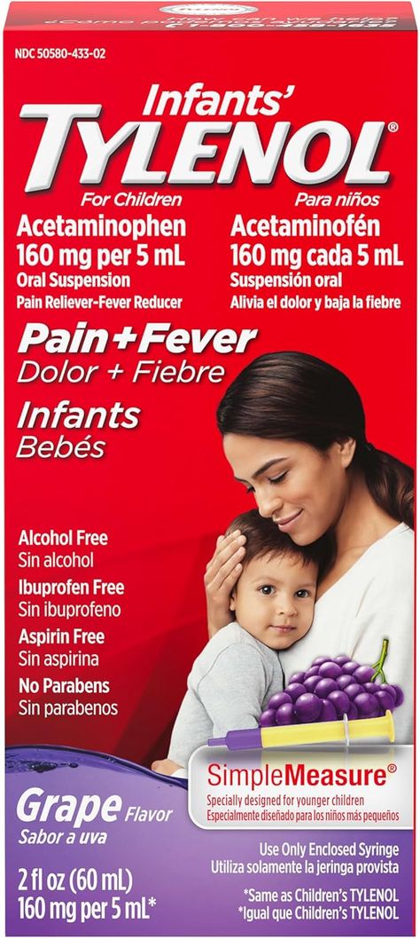 Amazon.com: Infants' Tylenol Acetaminophen Liquid Medicine, Grape, 2 fl. oz : Health & Household Fever Medicine, Grape Flavor, Fever Relief, Purple Shampoo And Conditioner, Fever Reducer, Medical Help, Sore Throat, Baby Fever, Infants