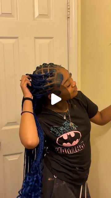 JordynStylez on Instagram: "I mean what’s life without a pop of color 😍😍😍 • • Blue Small full knotless  • •  • #smalllknotless #fullbraids #smallbraids #knotlessbraids #bluehair #bluehaircolor #cute #jordynnstylezz #summerhairstyles #summerstyles #bookthelook #lilrae #badwrist #prettygirls #cutegirl #jordynnstylezz #bookthelook💋 #popofcolor #blue #beautiful #toocute" Blue Boho Knotless Braids, Hairstyles For Small Knotless Braids, Blue Boho Braids, Half Blue Half Black Hair, Blue Goddess Braids, Blue Knotless Braids, Boho Braided Hairstyles, Bts Hairstyle, Small Knotless