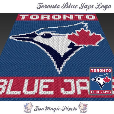 Toronto Blue Jays Logo crochet blanket pattern; c2c, cross stitch graph; pdf download; no written counts or row-by-row instructions by TwoMagicPixels, $3.99 USD Crochet Bills Blanket, Buffalo Bills Crochet Pattern Free, Crochet Buffalo Bills Blanket, Buffalo Bills Cross Stitch Pattern, Buffalo Bills Crochet Blanket Pattern, Buffalo Bills Crochet, Corner To Corner Crochet Blanket, Two Magic Pixels, Cross Stitch Graph