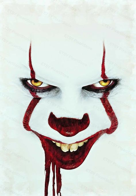 Pennywise Painting, Es Pennywise, King Painting, Clown Paintings, It Pennywise, Evil Clown, Scary Drawings, Joker Hd Wallpaper, Clown Horror