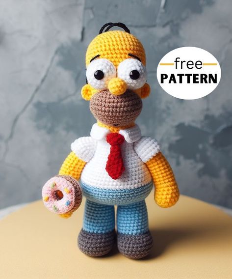 Homer Simpson Amigurumi Pattern Disney Amigurumi, Newborn Toys, Homer Simpson, Pink Yarn, Crochet Doll Pattern, Doll Pattern, Crochet Dolls, Amigurumi Doll, Crochet Animals