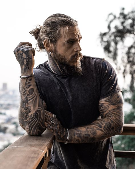 Guys With Long Hair, Viking Men, Viking Hair, Rugged Men, Man Bun, Inked Men, Blonde Guys, Long Hair Styles Men, Hair And Beard Styles