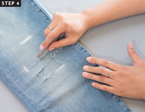 How To Rip Your Jeans, Cut Up Jeans, Diy Distressed Jeans, Holy Jeans, Holey Jeans, How To Make Jeans, Jean Diy, Diy Ripped Jeans, Shredded Jeans