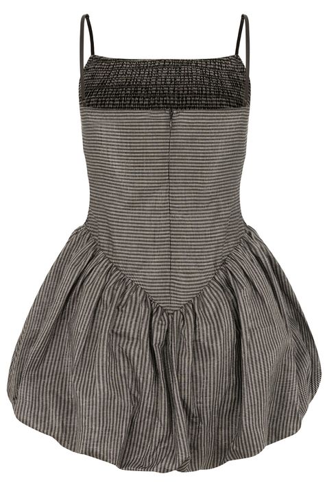 A ruched stretchy mini dress with a dropped waist panel and bubble skirt.Flexible fit across straps, bust, waist and skirt.Made from a lightweight cotton lurex fabric with a woven metallic vertical stripe.See size guide for further measurements, length is measured excluding straps. Ballerina Outfit Aesthetic, Striped Dress Outfit, Lurex Fabric, Uniform Accessories, Ballerina Dress, Stripe Outfits, Deep Winter, Bubble Dress, Bubble Skirt