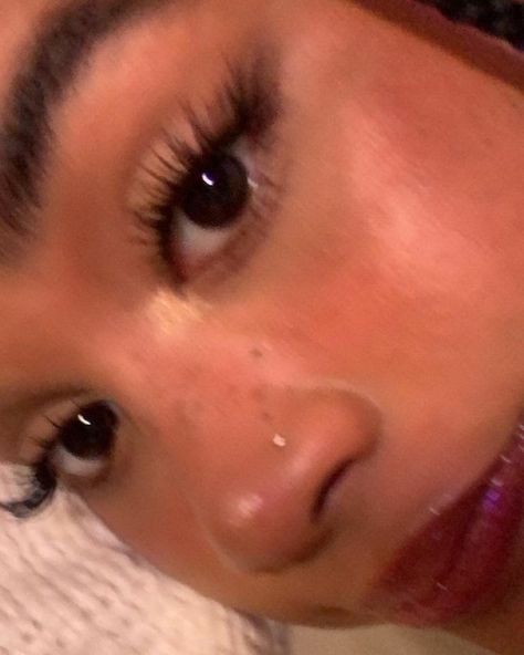 Baddie With Nose Piercing, Nose Piercing Minimalist, Nose Claims For Dr Black, Percinings Ideas Nose, Nose Piercing Women Studs, Big Brown Doe Eyes Aesthetic, Bambi Eyes Girl, Bambi Beauty Face, Aesthetic Nose Piercing