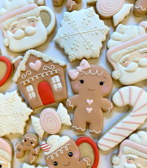 Gingerbread Baby Shower Cookies, Christmas Birthday Cookies Decorated, Gingerbread Gender Reveal Cookies, Gingerbread 1st Birthday Party, Christmas First Birthday Cookies, Pastel Christmas Sugar Cookies, Pink Gingerbread Cookies, Gingerbread Themed Birthday Party, Gingerbread Christmas Party Decor