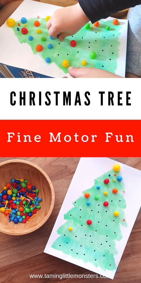 Sofa With Christmas Pillows, Xmas Fine Motor Activities, Christmas Fine Motor For Toddlers, Montessori December Activities, Christmas Tree Fine Motor Activities, Christmas Occupational Therapy Kids, Christmas Motor Skills Activities, Fine Motor Christmas Preschool, Christmas Fine Motor Activities Toddlers