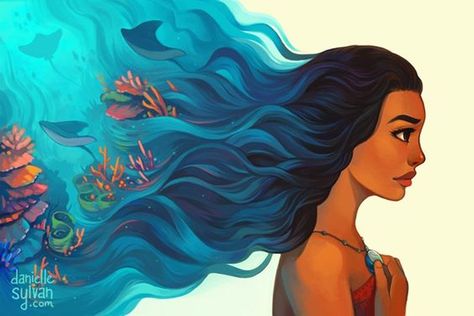 Moana (Hair by DanielleSylvan) #Moana Moana, Fish, Disney, Water, Hair, Art