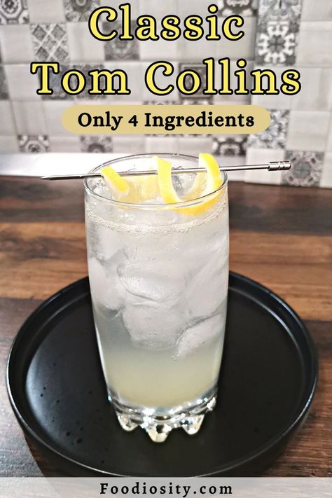 Tom Collins Recipe Gin, Tom Collins Drink Recipes, Gin Collins, Tom Collins Recipe, Tom Collins Cocktail, Collins Cocktail, Brandy Alexander, Wine Spritzer, Happy Drink