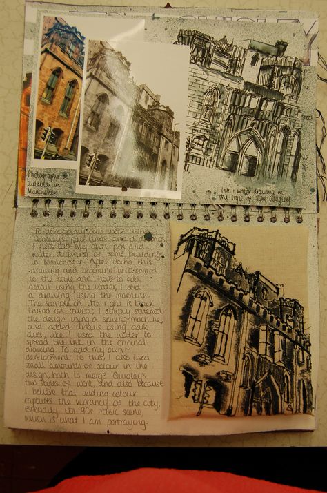 A Level Art Architecture Sketchbook Pages, Architecture A Level Sketchbook, Gcse Art Museum Page, Decaying Buildings Art, Structures Art A Level, Architecture Textiles Sketchbook, Architecture Research Page, Mini Sketchbook Ideas, Gcse Architecture