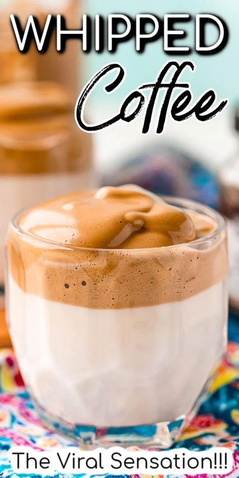 Dalgona Coffee, aka Whipped Coffee, is a frothy drink that’s taken the internet by storm! Made with just 4 ingredients -- instant coffee, sugar, water, and milk -- you can mix up this concoction in mere minutes right at home! via @sugarandsoulco Frother Recipes, Frosted Coffee, Coffee Yogurt, Whipped Coffee, Coffee Treats, Flourless Chocolate Cakes, Coffee Drink Recipes, Yogurt Recipes, Coffee Powder