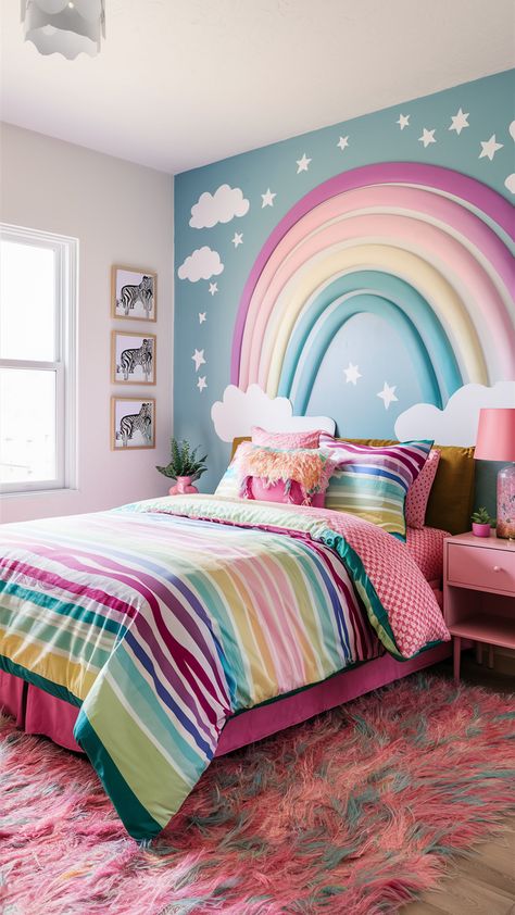 Rainbow themed bedroom