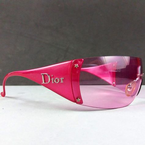 Christian Dior Pink Ski 6 Frameless Sunglasses WQ8 120 w/Case & Cloth - Theo's Vintage Mirror Glasses Sunglasses, 2000s Sunglasses, Dior Shades, Dior Glasses, Pink Dior, Frameless Sunglasses, Y2k Accessories, Cute Sunglasses, Dior Logo