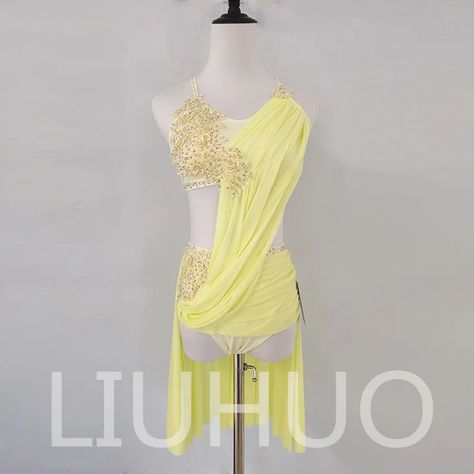 Yellow Contemporary Dance Costume, Yellow Lyrical Costume, Yellow Dance Costume Lyrical, Yellow Lyrical Dance Costumes, Dance Costumes Yellow, Lyrical Dance Outfits, Dance Lyrical, Positivity Energy, Lyrical Dance Dresses