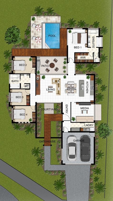 Basement House Plans, Sims 4 House Plans, Simple Layout, House Plans One Story, Casa Country, Casas The Sims 4, Home Design Floor Plans, Sims House Plans, House Layout Plans