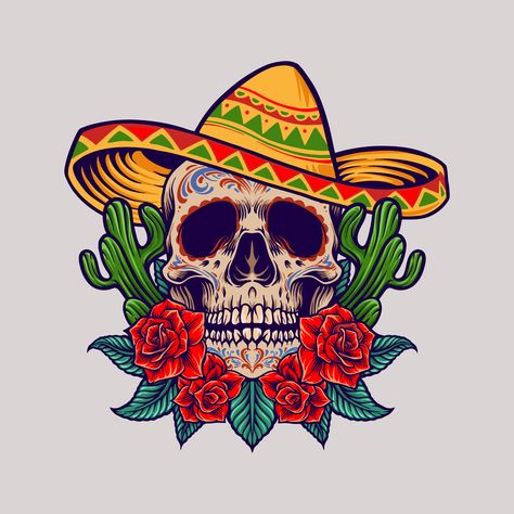 ¡Descarga el vector libre de regalías cinco de mayo mascota calavera mexicana 1936266 de Vecteezy para su proyecto y explora más de un millón de otros vectores, iconos y gráficos clipart! Drawing Mexican Culture, Mexican Skull Tattoo Design, Mexican Design Motifs, Mexican Skull Drawing, Mexican Illustration Art, Mexican Culture Tattoo, Skull Illustration Design, Mexico Culture Art, Mexican Illustration