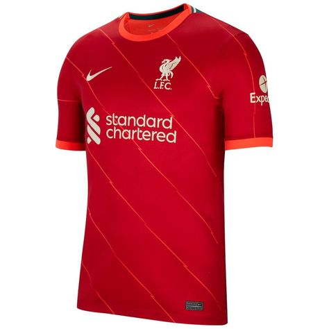 You're a huge Liverpool fan, and whenever they're on the pitch, you're tuned in. Be sure you're outfitted properly by grabbing this 2021/22 Home Breathe Stadium Replica Jersey! It's exciting being a devout Liverpool fan and you'll be the biggest one around in this Nike jersey, featuring crisp team graphics with Dri-FIT technology that will keep you comfortable as you cheer your squad to a victory. Imported Officially licensed Machine wash Tagless collar for added comfort Ventilated mesh panel in Liverpool Fc Stadium, Camisa Liverpool, Football Liverpool, Liverpool Home, Alexander Arnold, Liverpool Fans, Fc Liverpool, Mohamed Salah, Nike Jersey