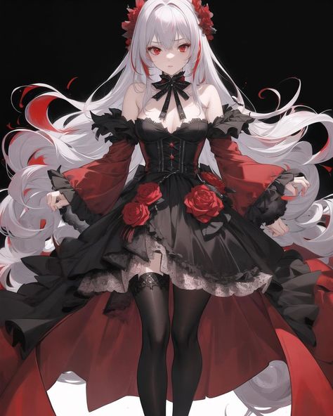 Anime Red Dress Design, Anime Vampire Female, Red Dress Design, Vampire Dress, Vampire Clothes, Villain Costumes, Demon Girl, Dress Drawing, Gothic Anime