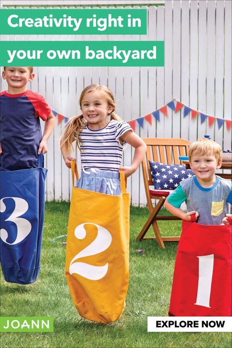 Have 3, 2, 1... fun with a summer sack race! Toddler Obstacle Course, Feed Sack Bags, Potato Sack Races, How To Make Canvas, Sack Race, Bags Sewing, Bags Game, Sack Bag, Summer Activities For Kids