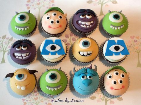 Monsters University cupcakes!!! Monsters University Cookies, Monsters University Birthday Party Ideas, Monster University Cupcakes, Monsters Inc Cake Pops, Monster University Cakes, Monsters Inc Cupcakes, Monsters Inc Halloween, Monster University Birthday, Monster Inc Cakes