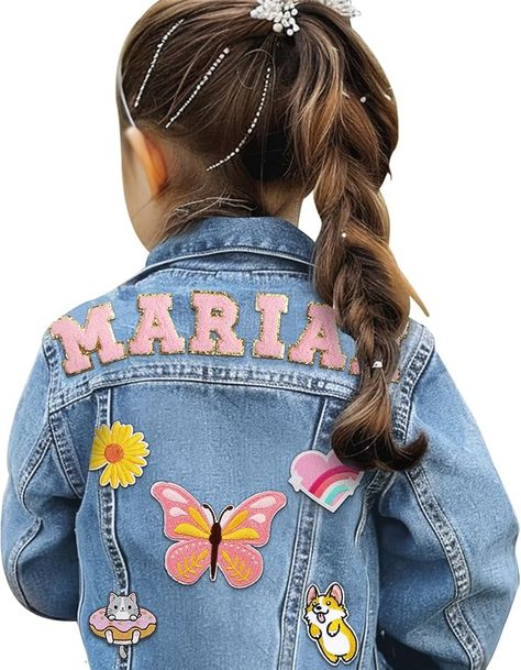 Personalized Jean Jacket: Personalize the back of the Greatabox denim jacket with your child's name and any text up to 8 characters, a unique design tailored specifically for you or your child, Click “Customize Now” to create a one-of-a-kind piece that will be cherished for years to come! Outfits For Girls, Long Sleeve Denim Jacket, Toddler Jeans, Jeans Jacket, Baby Dresses, Kids Outerwear, Personalized Birthday Gifts, Back To School Outfits, Personalized Birthday