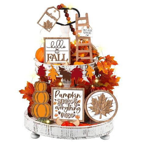 Wooden Fall Decor, Thanksgiving Tiered Tray, Pumpkin Gnome, Fall Tiered Tray Decor, Rustic Tray, Farmhouse Tray, Farmhouse Wood Sign, Harvest Thanksgiving, Rustic Wooden Sign