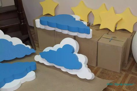 Thermocol Craft, Cloud Decor, Styrofoam Crafts, Foam Carving, Cloud Decoration, Diy Clouds, Independence Day Decoration, Bracelet Craft Diy, Homemade Valentines