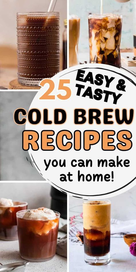 Tired of drinking the same old cold brew coffee drink? Try one of these easy & super delicious cold brew recipes. From sweet cream cold brew to flavored cold brew coffee and some pretty unique cold brew recipes, you are sure to find some new homemade cold brews to make at home here. Stok Cold Brew Coffee Recipe, Coffee Drinks At Home, At Home Coffee Recipes, Cold Coffee Drinks Recipes, Homemade Cold Brew Coffee, Blended Coffee Drinks, Breakfast Dessert Recipes, Cold Brew Coffee Recipe, Best Iced Coffee