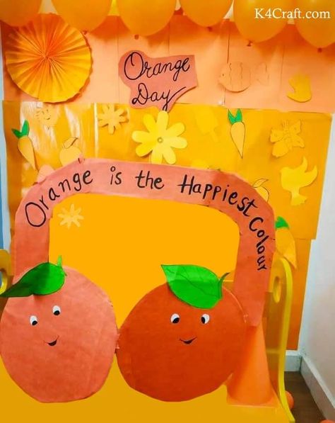 20+ Orange Day Celebration Ideas & Fun Activities • K4 Craft Orange Colour Day Decoration In School, Orange Color Day Activities, Orange Day Activities Preschool, Colour Day Celebration In Preschool, Orange Colour Day Celebration In School, Orange Colour Day Activities For Kids, Orange Day Crafts For Kids, Orange Day Celebration In Preschool, Orange Day Activity For Kids