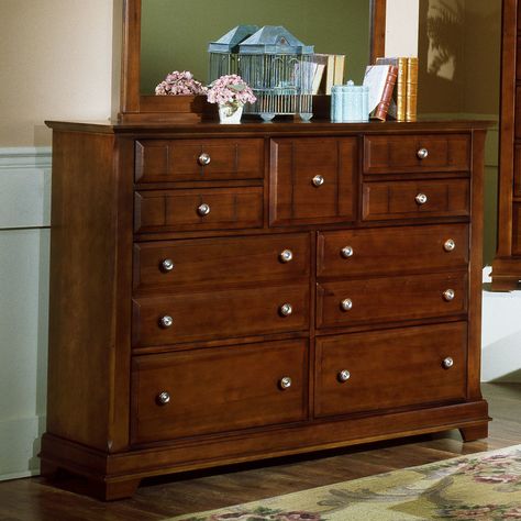 Cottage Triple 9 Drawer Dresser | Wayfair Durham Furniture, Triple Dresser, Storage Solutions Bedroom, Red Furniture, Parks Furniture, Beautiful Dresser, 9 Drawer Dresser, Bassett Furniture, Adult Bedroom