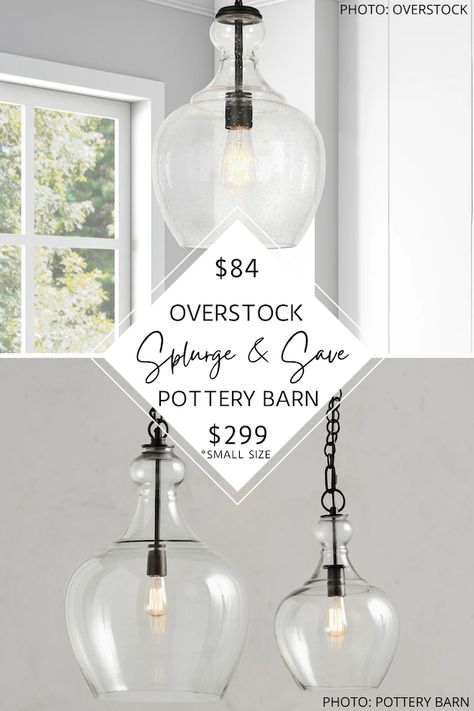 Glass Kitchen Pendant Lights, Pottery Barn Lamps, Pottery Barn Lighting, Pottery Barn Kitchen, Pottery Barn Look, Pottery Barn Decor, Kitchen Table Lighting, Mcgee And Co, Farmhouse Kitchen Lighting