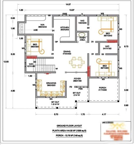 3 bed plan Four Bedroom House Plans, A House Plan, House Plan Design, Budget House Plans, 30x40 House Plans, 2bhk House Plan, Bungalow Floor Plans, Indian House Plans, Free House Plans