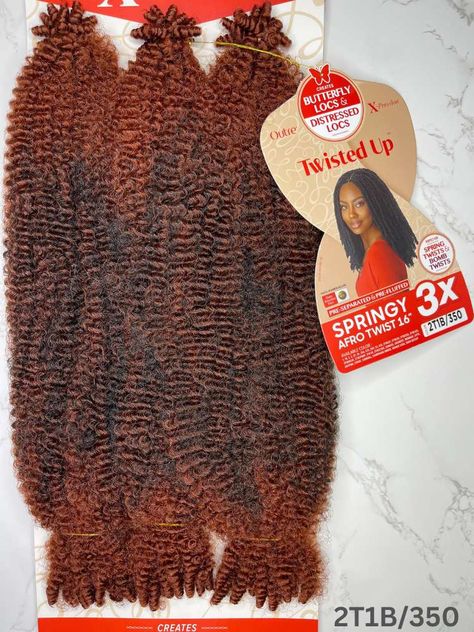 Outre X-Pression Twisted Up Crochet Hair - Springy Afro Twist 16" 100% Kanekalon Synthetic Fiber Creates Butterfly Locs & Distressed Locs Soft & Natural Looking Texture Pre-Separated and Pre-Fluffed for Easy Installion Color Shown: ﻿1B OFF BLACK