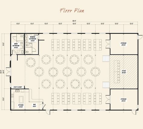 Small Event Space Design Ideas, Wedding Venue Bathroom Ideas, Wedding Venue Building Plans, Multipurpose Hall Plan Layout, 100 Person Wedding, Small Event Space Design, Wedding Floor Plan, Event Space Design, Event Venue Design