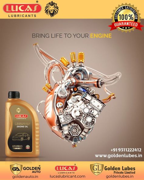 Motor Oil Creative Ads, Lubricant Oil Creative Ads, Engine Oil Creative Ads, Lion Shield, Gulf Oil, Publicidad Creativa, Cars Auto, Graphic Design Ads, Ad Creative